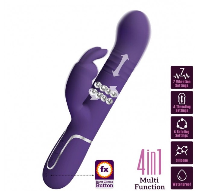PRETTY LOVE - COALE VIBRATORE CONIGLIO CARBONE 4 EN 1 VIOLA