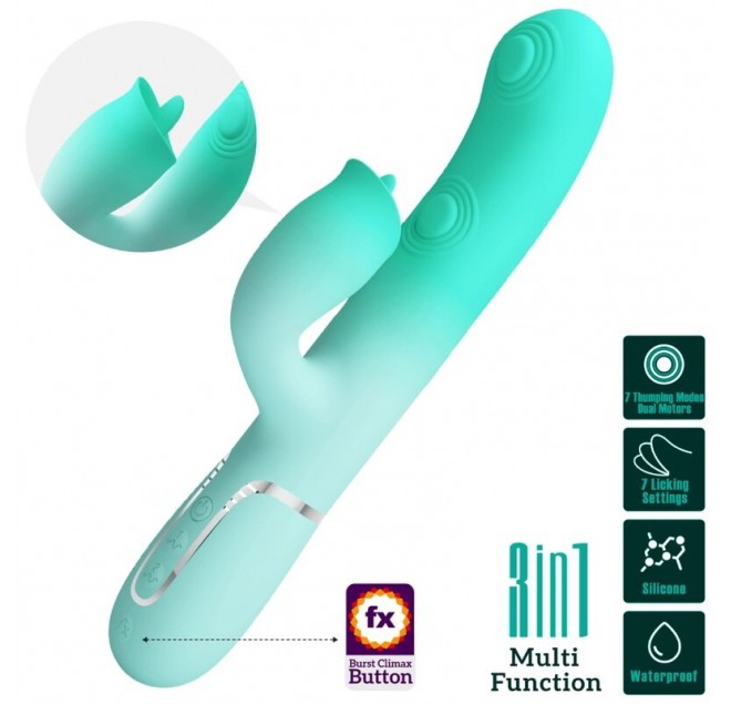 PRETTY LOVE - VIBRATORE MULTIFUNZIONE CONIGLIO GIGI VERDE ACQUA