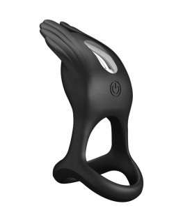 PRETTY LOVE - SILAS ANELLO PER PENE VIBRANTE 7 VIBRAZIONI IN SILICONE NERO