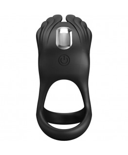 PRETTY LOVE - SILAS ANELLO PER PENE VIBRANTE 7 VIBRAZIONI IN SILICONE NERO