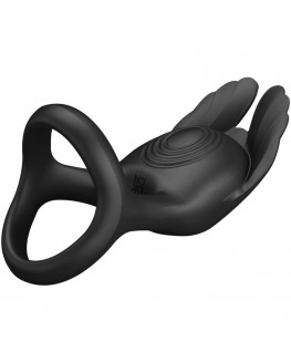 PRETTY LOVE - SILAS ANELLO PER PENE VIBRANTE 7 VIBRAZIONI IN SILICONE NERO