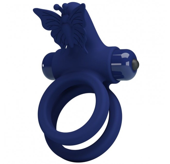 PRETTY LOVE - JAMELE DOPPIO ANELLO CON VIBRAZIONE E STIMOLATORE FARFALLA BLU