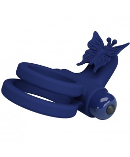 PRETTY LOVE - JAMELE DOPPIO ANELLO CON VIBRAZIONE E STIMOLATORE FARFALLA BLU