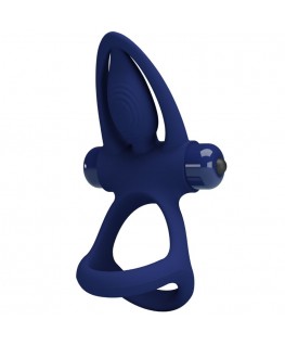 PRETTY LOVE - MAT DOPPIO ANELLO CON VIBRAZIONE E STIMOLATORE BLU