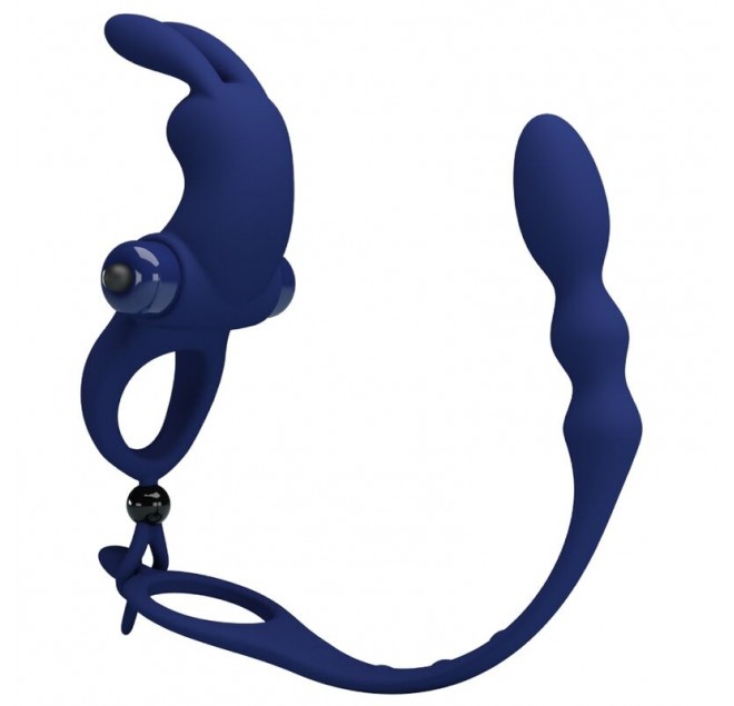 PRETTY LOVE - AYAD ANELLO VIBRATORE RABBIT CON SPINA BLU