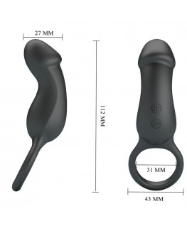 PRETTY LOVE - TRAE ANELLO VIBRANTE CON STIMOLATORE NERO