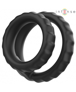 INTENSE - DEWEY DOPPIO ANELLO PER PENE IN SILICONE MODELLO NERO 2