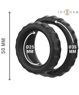 INTENSE - DEWEY DOPPIO ANELLO PER PENE IN SILICONE MODELLO NERO 2