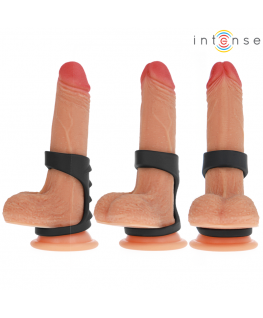 INTENSE - THEO DOPPIO ANELLO PER PENE IN SILICONE MODELLO NERO 3