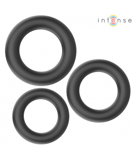 INTENSE - HUGH 3 ANELLI PER PENE IN SILICONE BASIC NERI