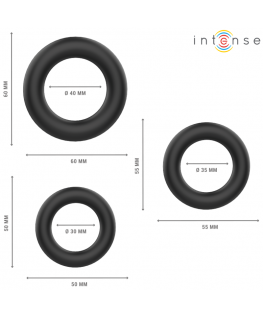 INTENSE - HUGH 3 ANELLI PER PENE IN SILICONE BASIC NERI