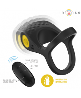 INTENSE - ALEX VIBRATORE DOPPIO ANELLO PER PENE 10 VIBRAZIONI NERO