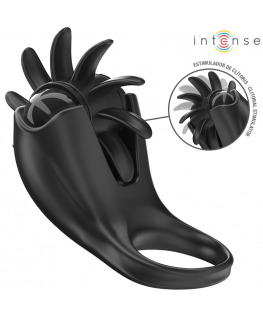 INTENSE - MABEL ANELLO VIBRANTE 10 VIBRAZIONI CON STIMOLATORE CLITORIDEO NERO