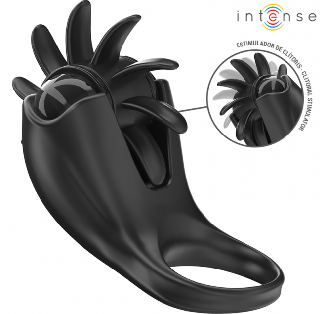 INTENSE - MABEL ANELLO VIBRANTE 10 VIBRAZIONI CON STIMOLATORE CLITORIDEO NERO