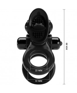 PRETTY LOVE - PASSIONATE RING DOPPIO ANELLO VIBRANTE + STIMOLATORE CLITORIDE NERO