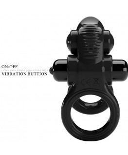 PRETTY LOVE - PASSIONATE RING DOPPIO ANELLO VIBRANTE + STIMOLATORE CLITORIDE NERO