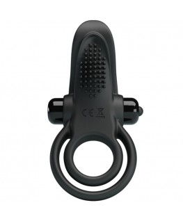 PRETTY LOVE - DOPPIO ANELLO VIBRANTE + STIMOLATORE CLITORIDEO 10 VIBRAZIONI NERO