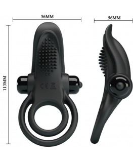 PRETTY LOVE - DOPPIO ANELLO VIBRANTE + STIMOLATORE CLITORIDEO 10 VIBRAZIONI NERO