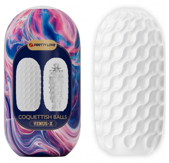 PRETTY LOVE - COQUETISH BALLS SILICONE MASTURBATORE MASCHILE BIANCO