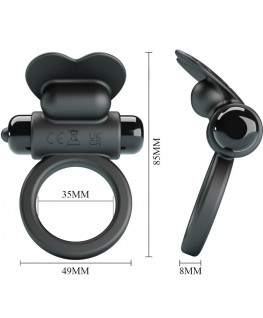 PRETTY LOVE - DEBONAIRE ANELLO VIBRANTE CONIGLIO 10 VIBRAZIONI NERO