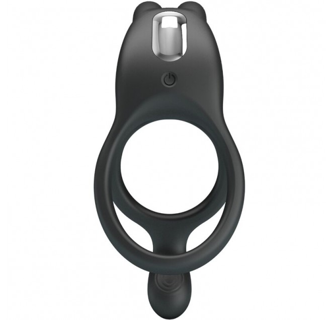 PRETTY LOVE - SETH DOPPIO ANELLO VIBRANTE CONIGLIO 7 VIBRAZIONI NERO