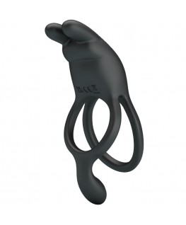 PRETTY LOVE - SETH DOPPIO ANELLO VIBRANTE CONIGLIO 7 VIBRAZIONI NERO