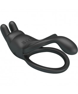 PRETTY LOVE - SETH DOPPIO ANELLO VIBRANTE CONIGLIO 7 VIBRAZIONI NERO