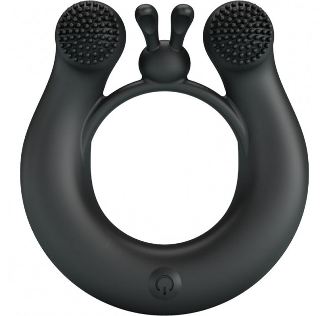 PRETTY LOVE - ANELLO VIBRANTE DAHLIA + STIMOLATORE CLITORIDEO 12 VIBRAZIONI NERO