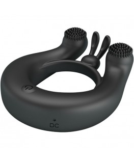 PRETTY LOVE - ANELLO VIBRANTE DAHLIA + STIMOLATORE CLITORIDEO 12 VIBRAZIONI NERO