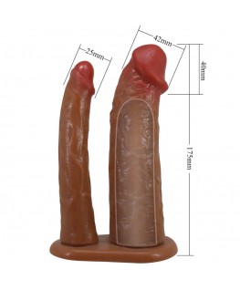 PRETTY LOVE - YAIRON DOPPIO GUAINA PER PENE CON ESTENSIONE 4 CM MULATTO