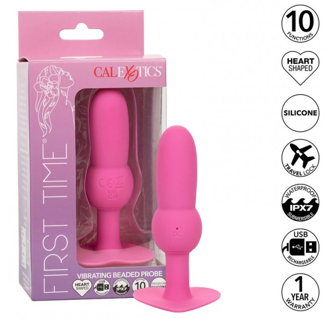CALEXOTICS - FIRST TIME PLUG ANALE SONDA PERLINE 10 VIBRAZIONI ROSA