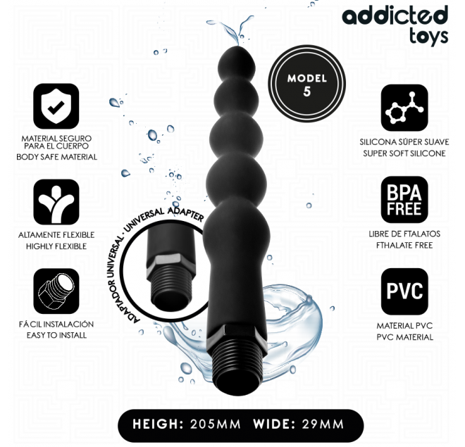 ADDICTED TOYS - PULITORE ANALE CON ADATTATORE UNIVERSALE MODELLO 5