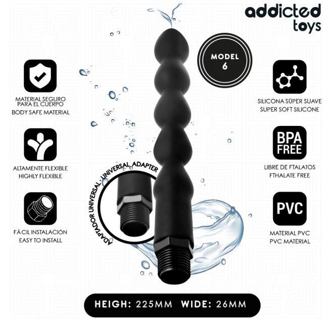 ADDICTED TOYS - PULITORE ANALE CON ADATTATORE UNIVERSALE MODELLO 6