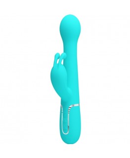 PRETTY LOVE - VIBRATORE DEJON RABBIT 3 IN 1 MULTIFUNZIONE VERDE ACQUA