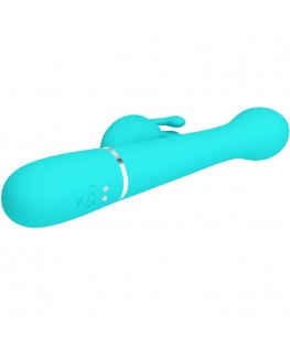 PRETTY LOVE - VIBRATORE DEJON RABBIT 3 IN 1 MULTIFUNZIONE VERDE ACQUA