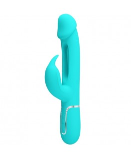 PRETTY LOVE - VIBRATORE DEJON RABBIT 3 IN 1 MULTIFUNZIONE VERDE ACQUA