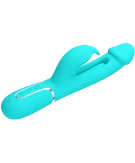 PRETTY LOVE - VIBRATORE DEJON RABBIT 3 IN 1 MULTIFUNZIONE VERDE ACQUA