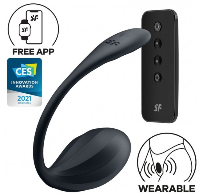 SATISFYER - RIBBED PETAL STIMOLATORE PUNTO G TELECOMANDO NERO APP GRATUITA