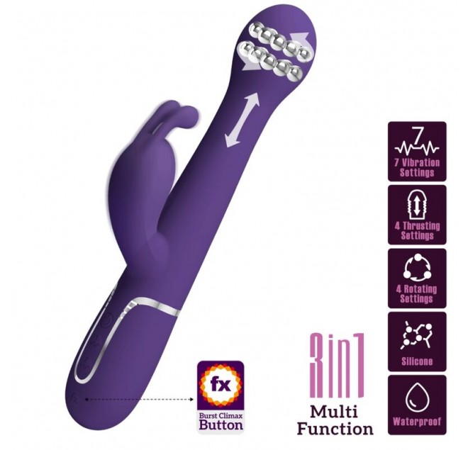 PRETTY LOVE - DEJON VIBRATORE RABBIT 3 IN 1 MULTIFUNZIONE VIOLA