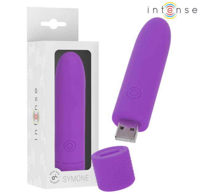 INTENSE - SYMONE BULLET VIBRANTE RICARICABILE USB 8 VIBRAZIONI VIOLA 10 X 2,2 CM