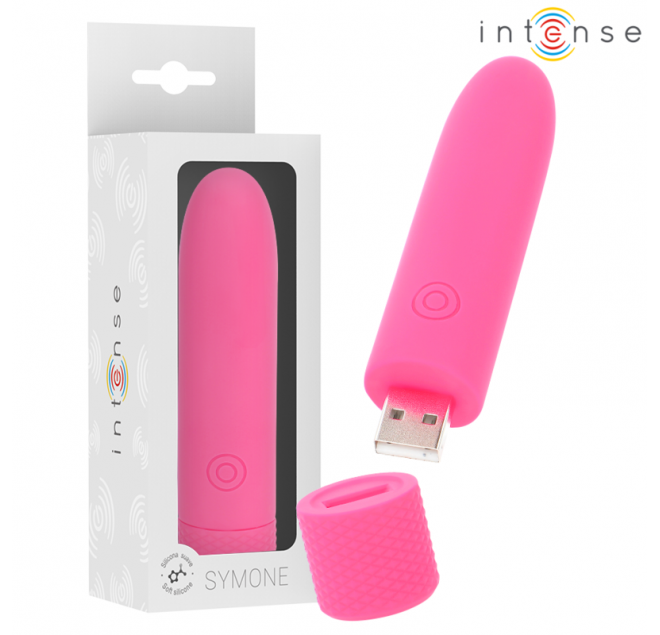 INTENSE - SYMONE USB RICARICABILE VIBRANTE BULLET 8 VIBRAZIONI ROSA 10 X 2,2 CM