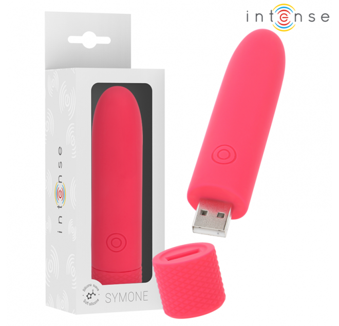 INTENSE - SYMONE PROIETTILE VIBRANTE RICARICABILE USB 8 VIBRAZIONI ROSSO 10 X 2,2 CM