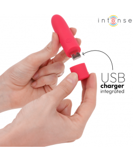 INTENSE - SYMONE PROIETTILE VIBRANTE RICARICABILE USB 8 VIBRAZIONI ROSSO 10 X 2,2 CM