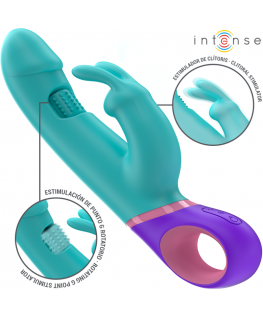 INTENSE - MONICA VIBRATORE RABBIT CON STIMOLATORE G-SPOT ROTANTE BLU