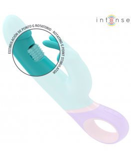 INTENSE - MONICA VIBRATORE RABBIT CON STIMOLATORE G-SPOT ROTANTE BLU