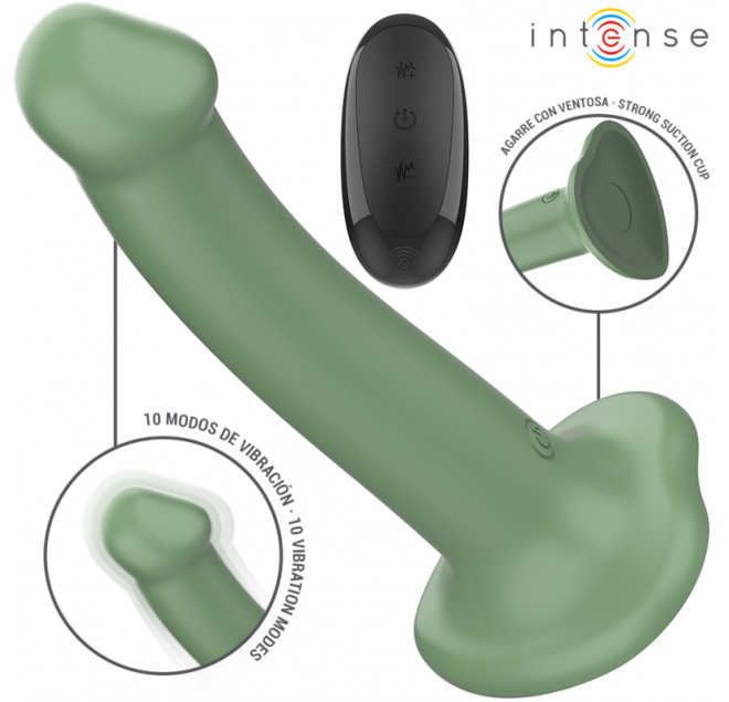 INTENSE - VIBRATORE BECCA CON VENTOSA 10 VIBRAZIONI TELECOMANDO VERDE