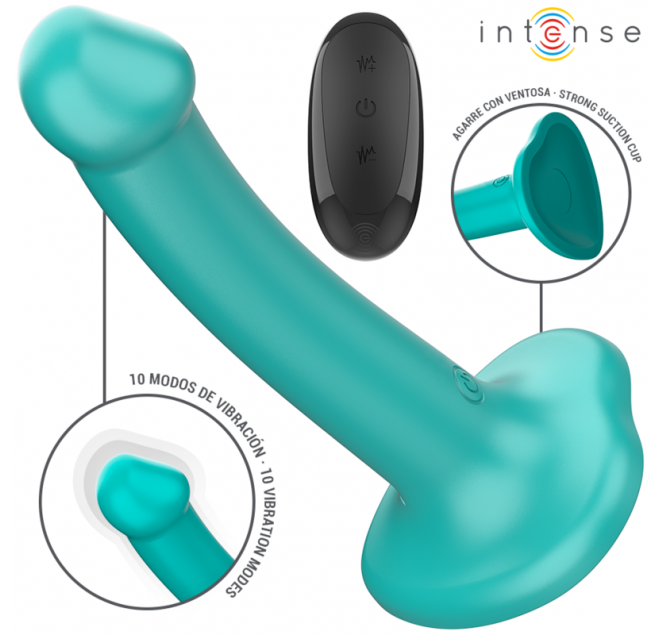 INTENSE - KATIE VIBRATORE CON VENTOSA 10 VIBRAZIONI TELECOMANDO BLU