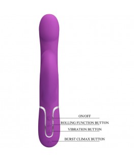 PRETTY LOVE - VIBRATORE E STIMOLATORE MULTIFUNZIONE 4 IN 1 VIOLA