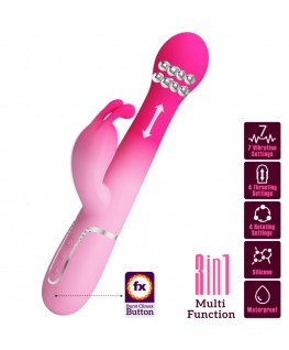 PRETTY LOVE - DEJON 3 IN 1 MULTIFUNZIONE VIBRATORE CONIGLIO ROSA