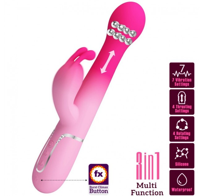 PRETTY LOVE - DEJON 3 IN 1 MULTIFUNZIONE VIBRATORE CONIGLIO ROSA